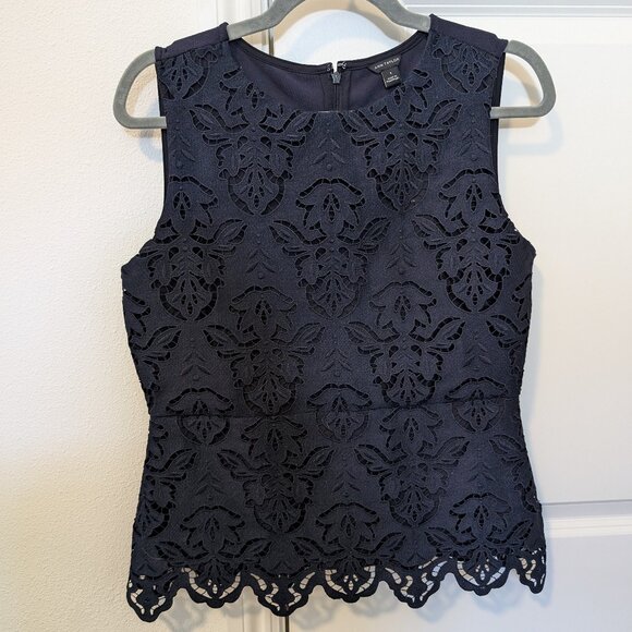 Ann Taylor Tops - Navy Lace ANN TAYLOR Sleeveless Blouse (Size S)